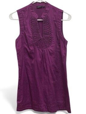 Apt 9 Sleeveless Tunic Top Small Purple Embroidered Cotton Blouse
